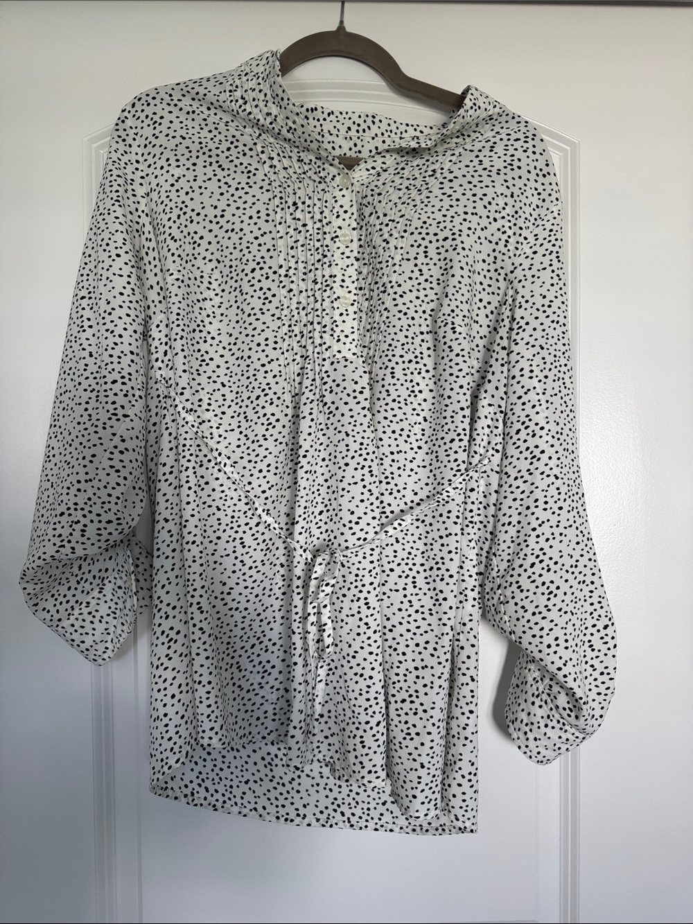 Isabel Maternity by Ingrid & Isabel White Blouse with Black Animal Print